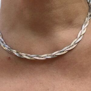 Elegant Silver  Braided Necklace
